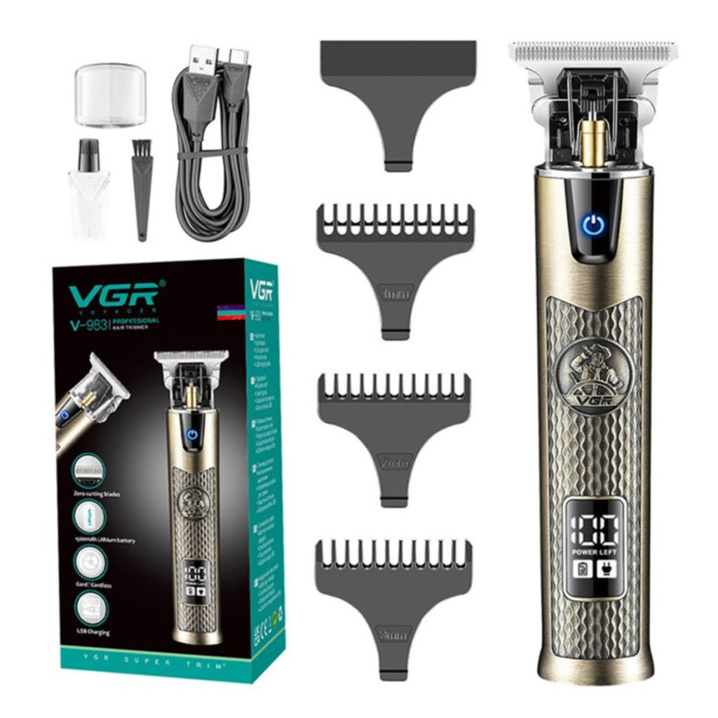 VGR V-983 Professzionális zezeték nélküli hajvágó és kontúrvágó – T-pengével, 0 mm vágás, 1500 mAh akkumulátor, 200 perc üzemidő