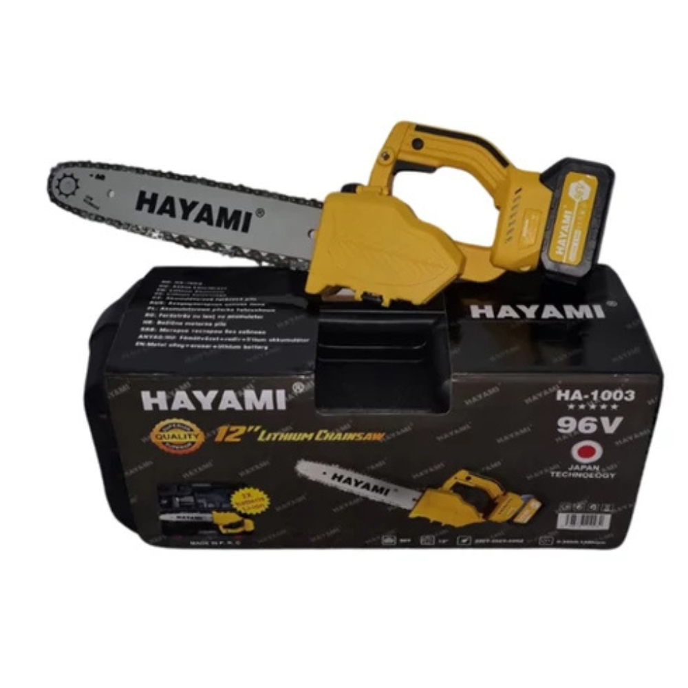HAYAMI HA-1003 Akkus Láncfűrész 96V 12" 2 Akkumulátorral