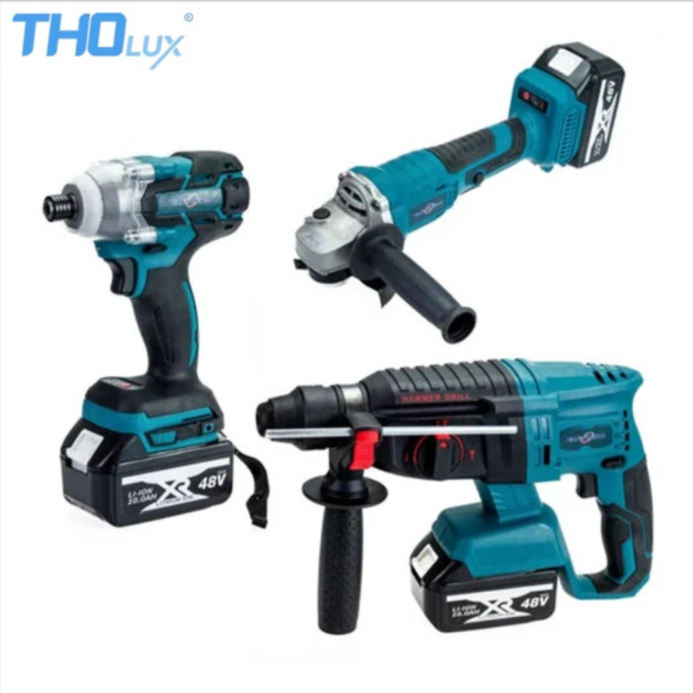 THOLUX M-8086 3 részes akkumulátoros szerszámgép szett, 48 V, 2 akkumulátorral