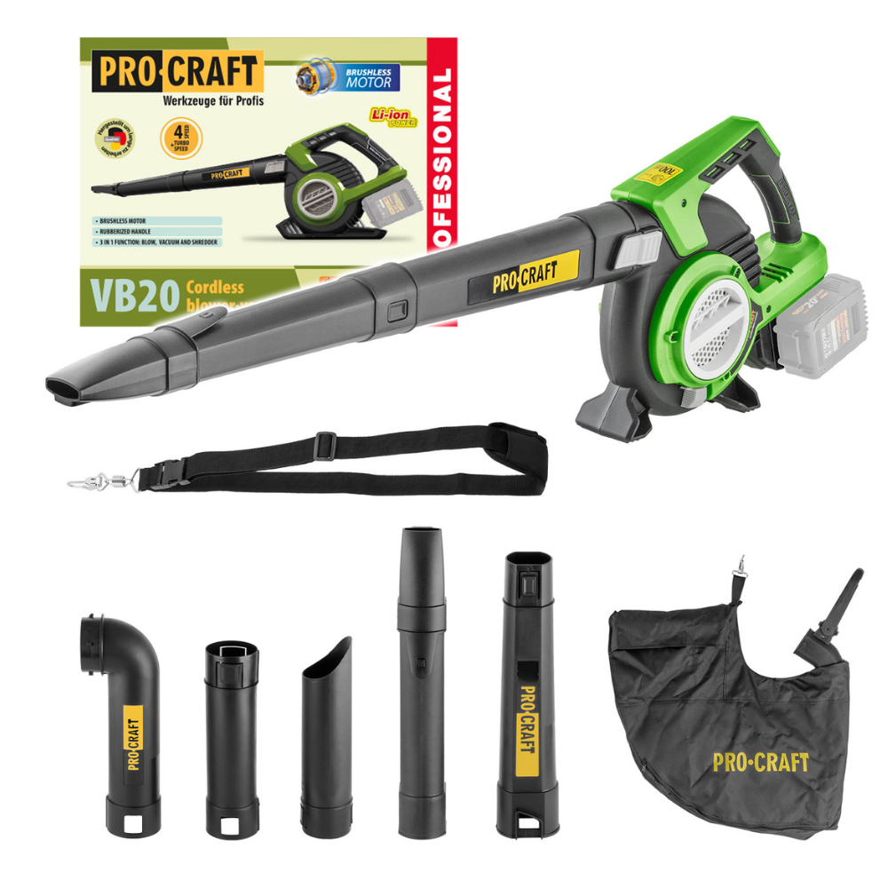 Procraft VB20 Akkumulátoros Lombfúvó és Lombszívó Akku Nélkül