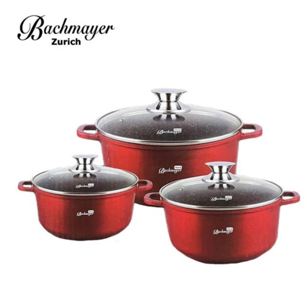 Bachmayer Home BM-7891 6 Részes Márvány Bevonatú Edényszett Piros