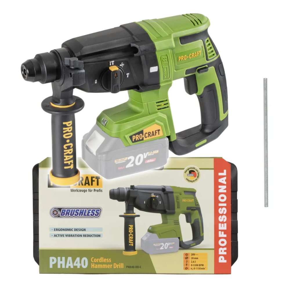 Procraft Akkus Ütvefúró-Csavarozó SDS Plus Tokban PHA40-bb-c