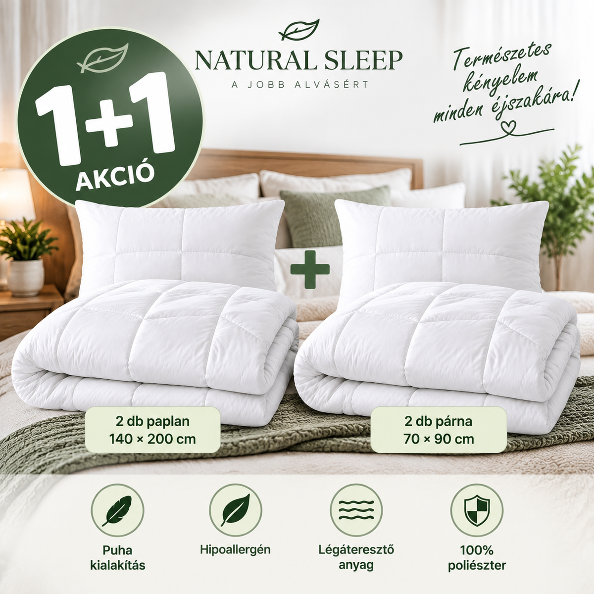 1+1 Hipoallergén Natural Sleep Paplan + Párna Szett