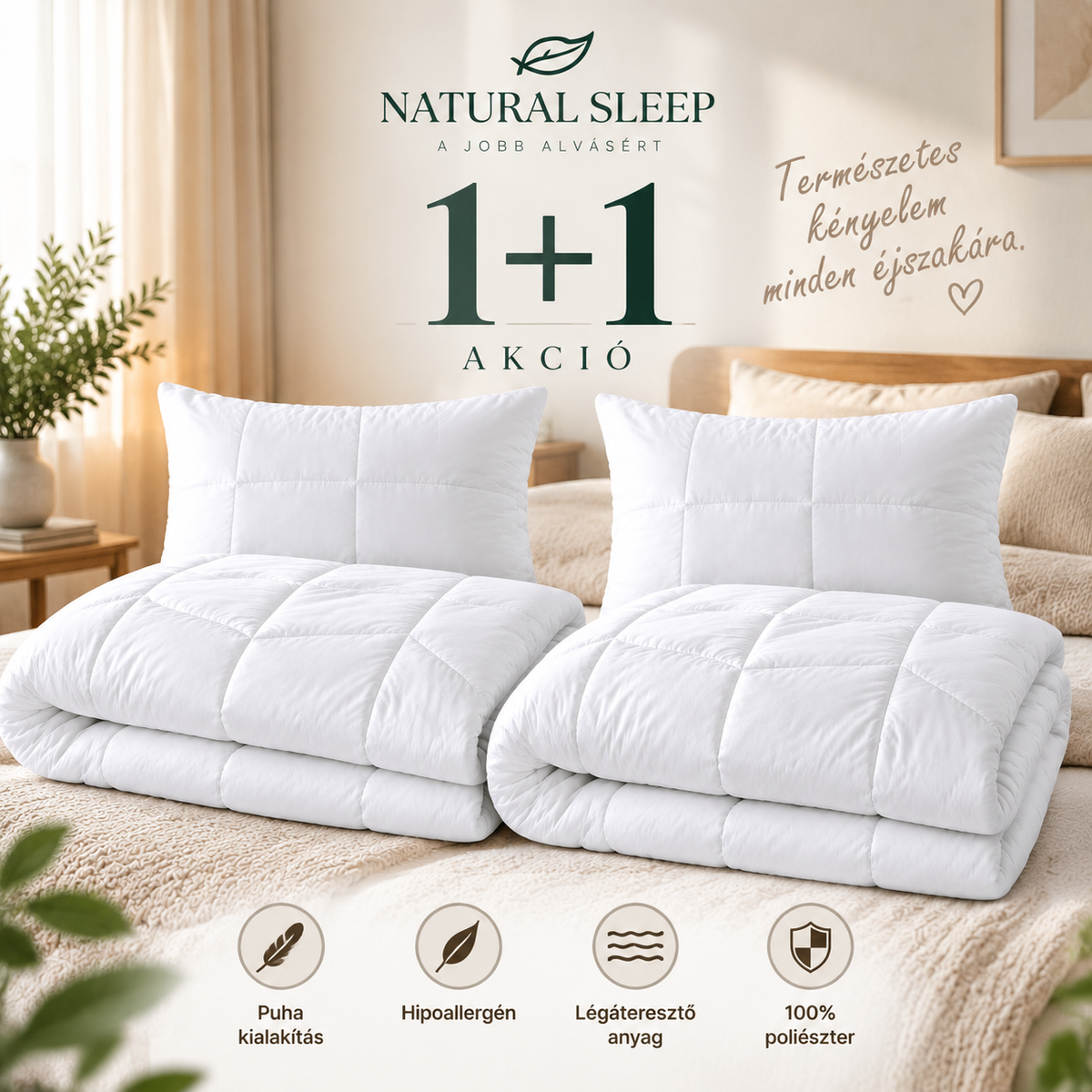 1+1 Hipoallergén Natural Sleep Paplan + Párna Szett