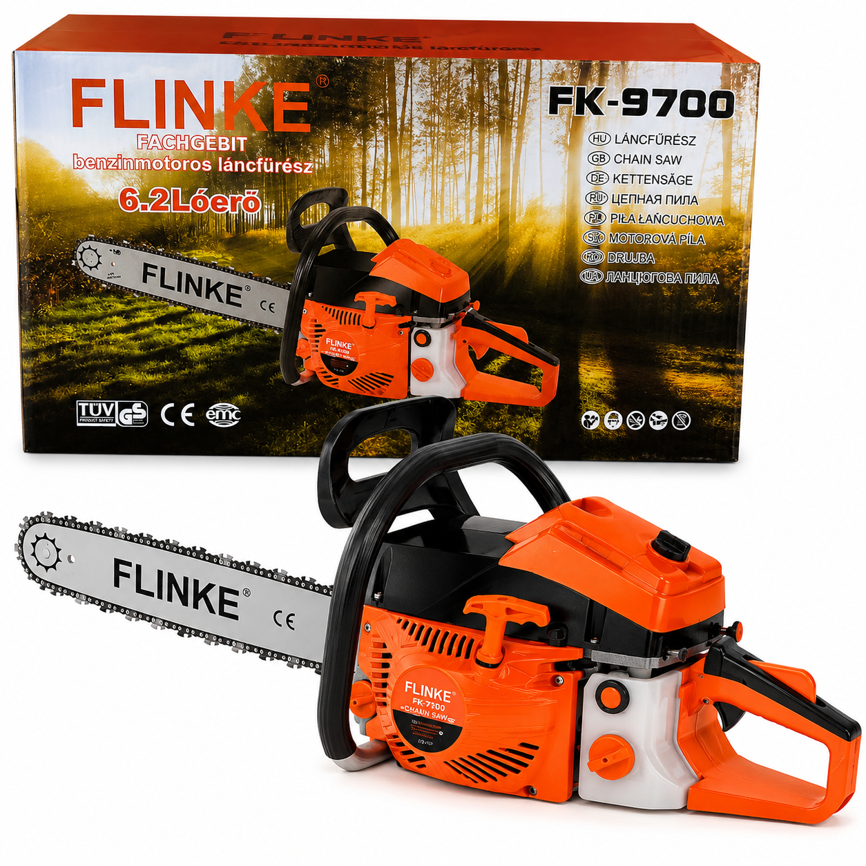 FLINKE FK-9700 benzines láncfűrész – 4,2 LE / 3100 W, 58 cm³