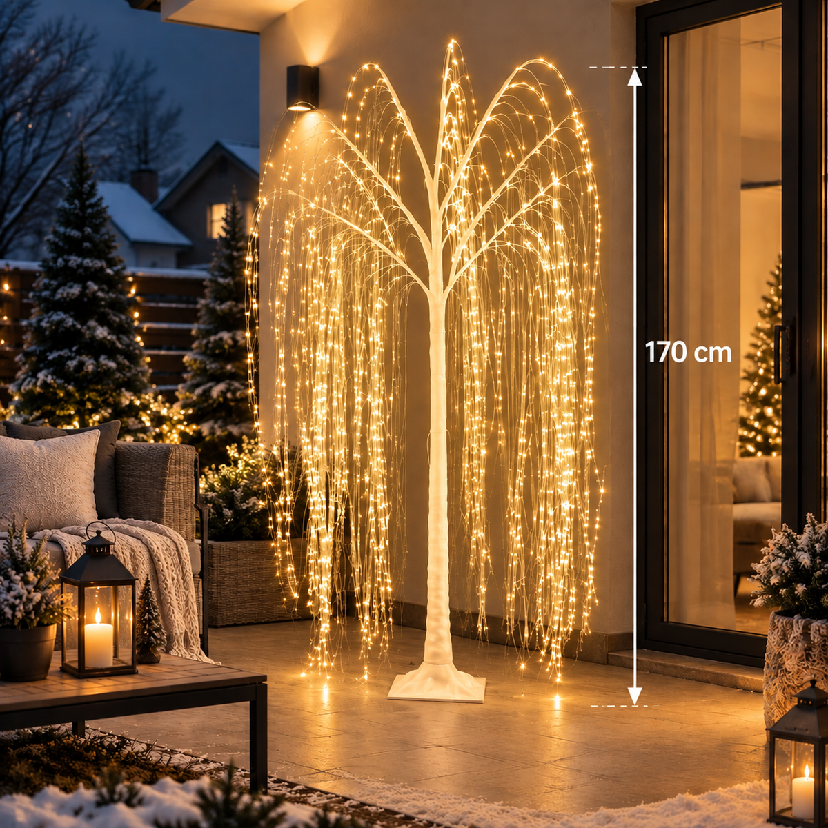 170 cm LED világító fűzfa – 180 LED meleg fehér fényű dekoráció