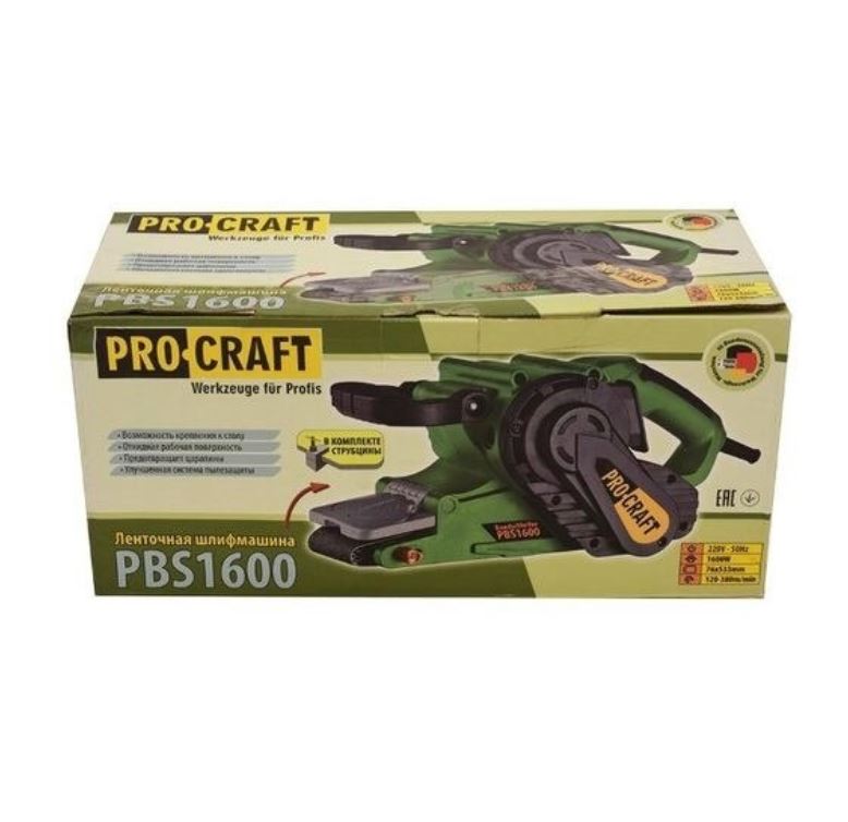Procraft Szalagcsiszoló Porgyűjtővel 1600W PBS1600