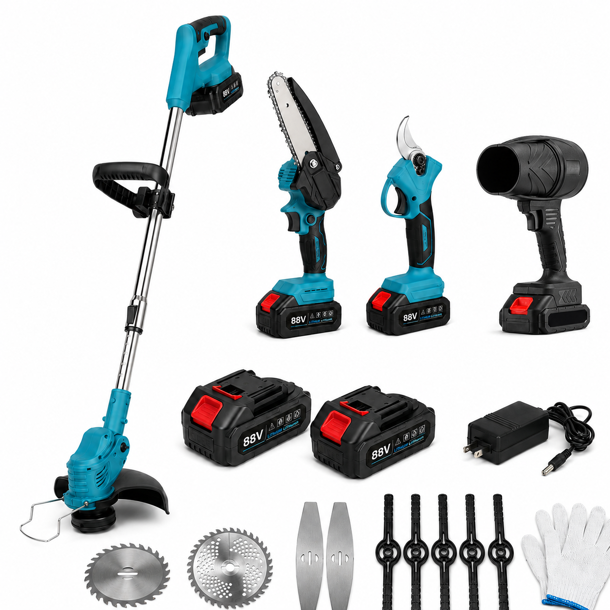 Supamaster SM-5006 4 az 1-ben akkumulátoros kerti szerszámkészlet – 88V, 2 akkumulátorral