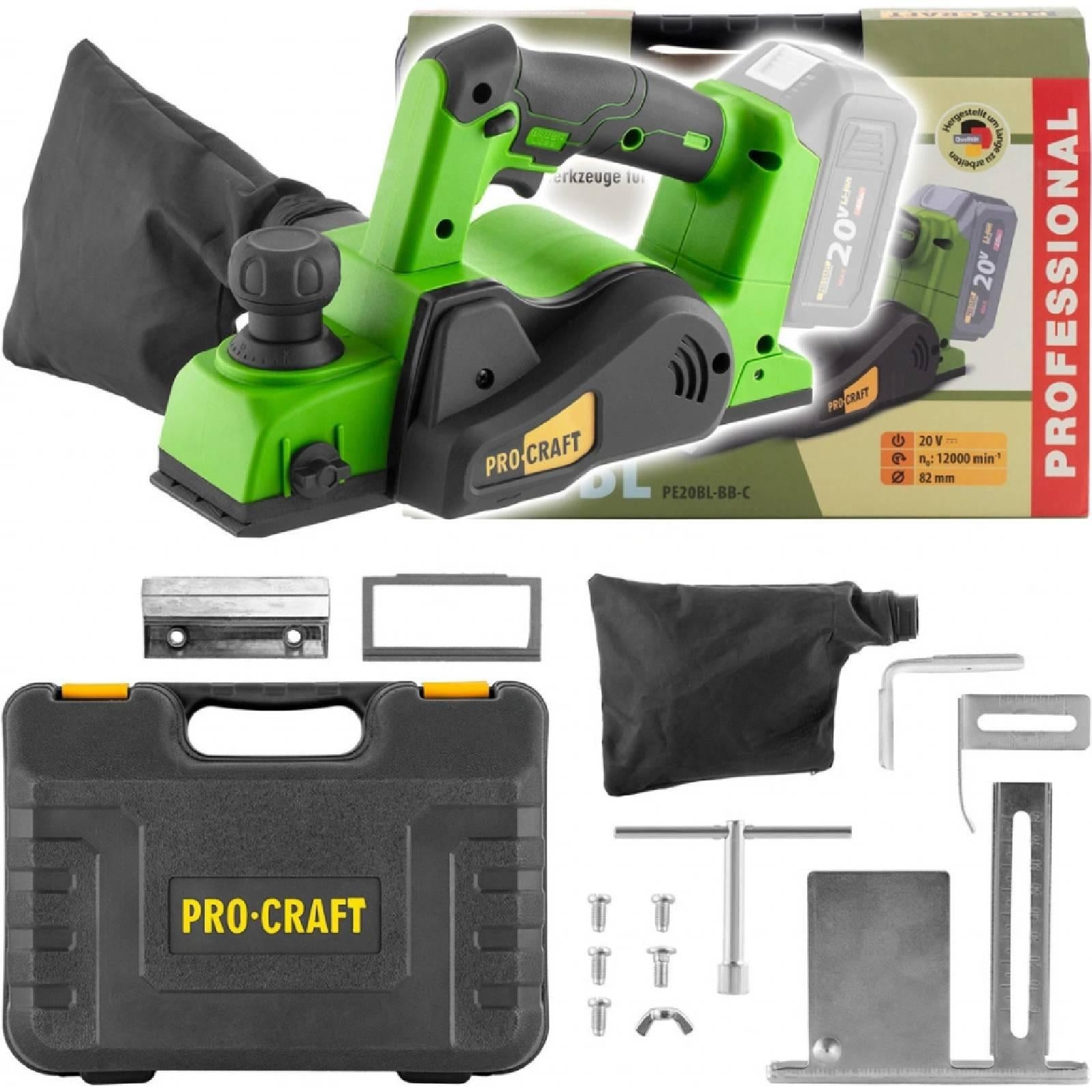 Procraft Professzionális Akkumulátoros Gyalu 20V Akku Nélkül PE20BL