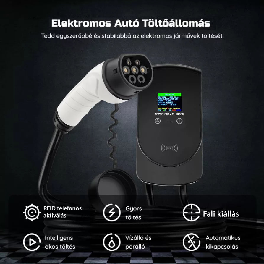 NewEnergy Fali Elektromos Autó Töltőállomás 7kW 32A Type2 – RFID