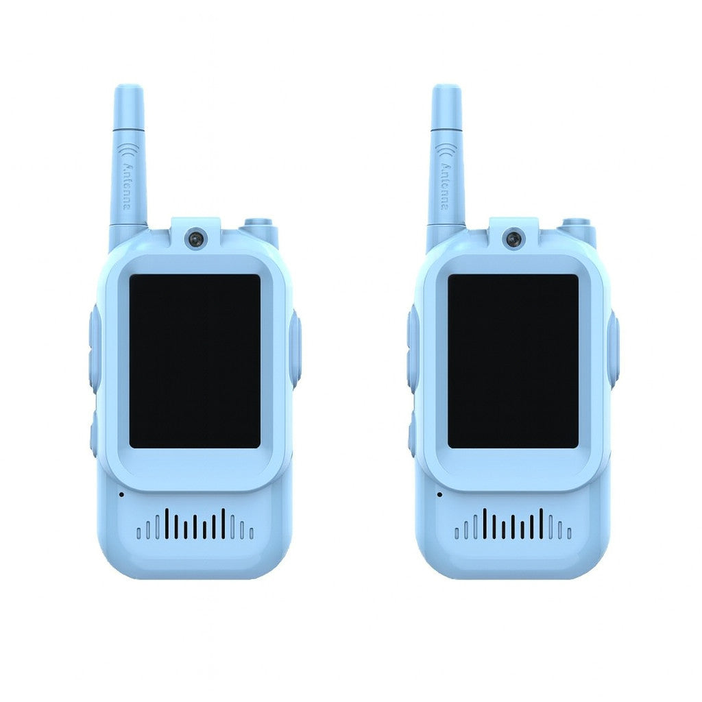 Videós walkie-talkie HD kamerával és hangváltó funkcióval, akár 400 méteres hatótáv, kék