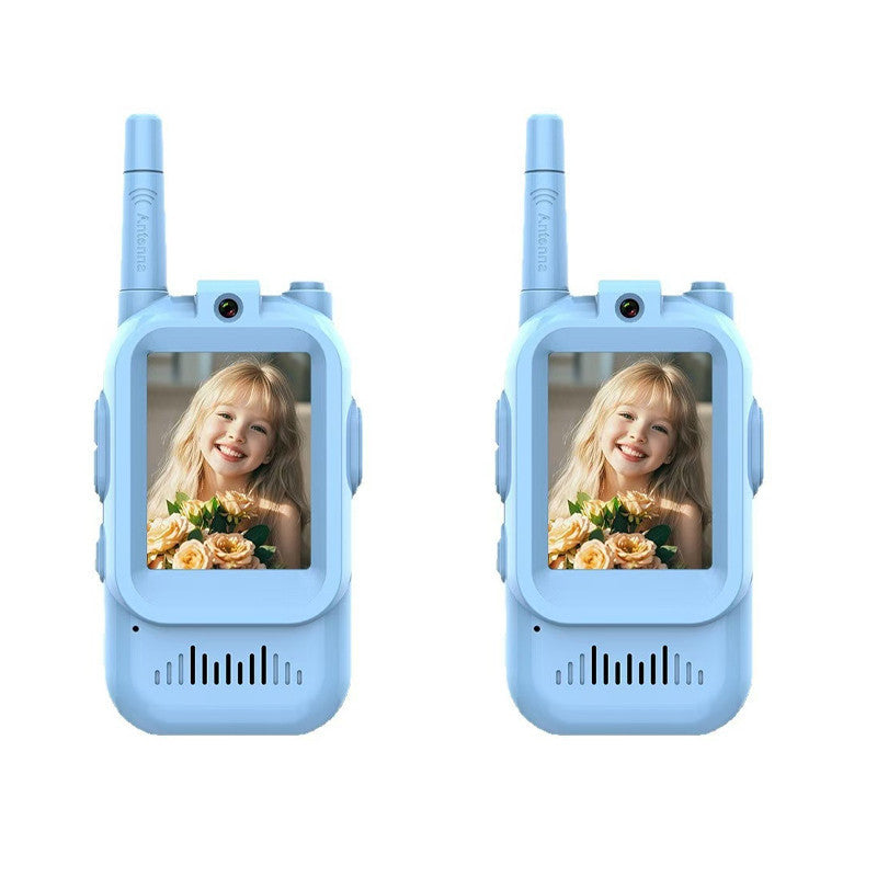 Videós walkie-talkie HD kamerával és hangváltó funkcióval, akár 400 méteres hatótáv, kék
