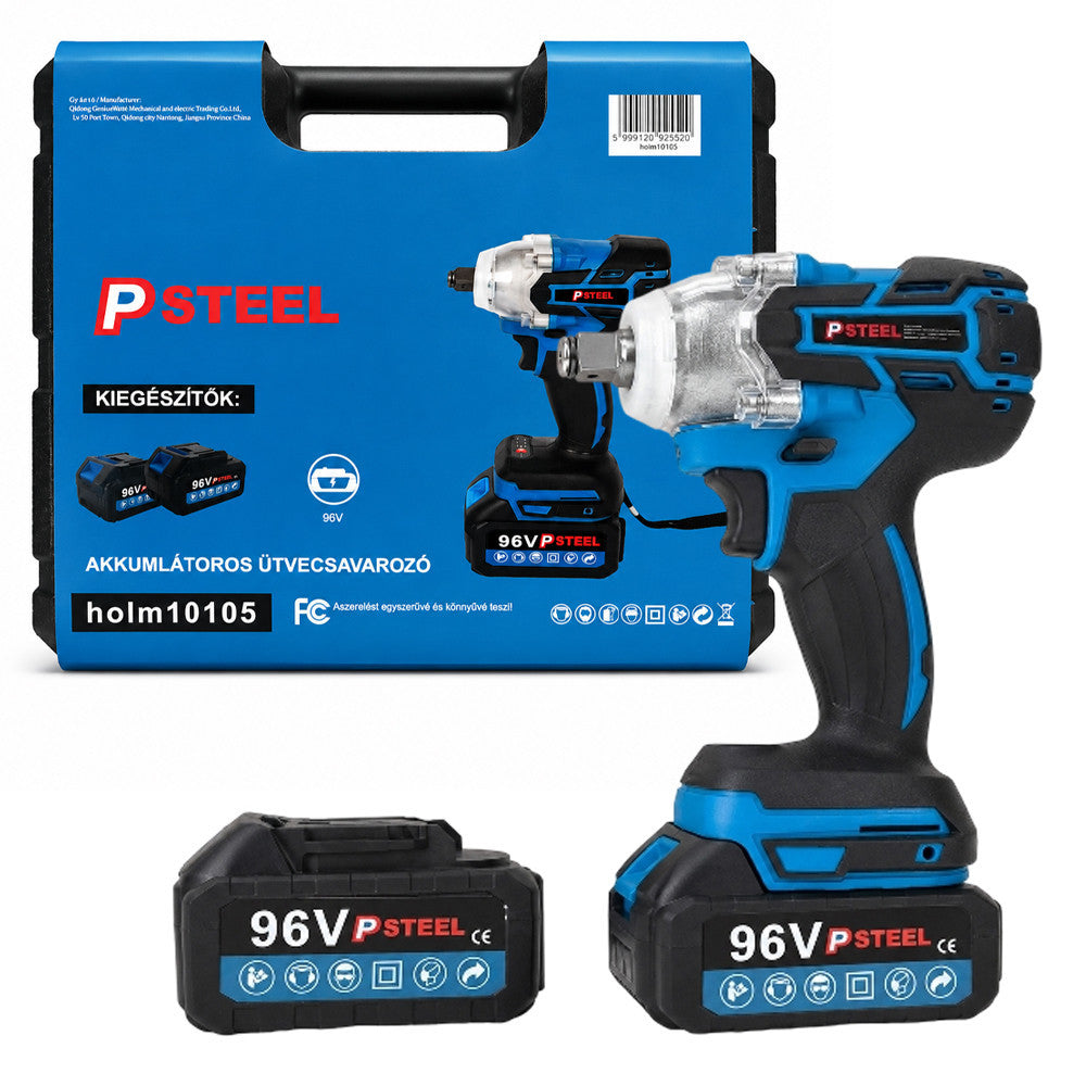 PSteel Pro ütvecsavarozó 2×96V akkumulátorral