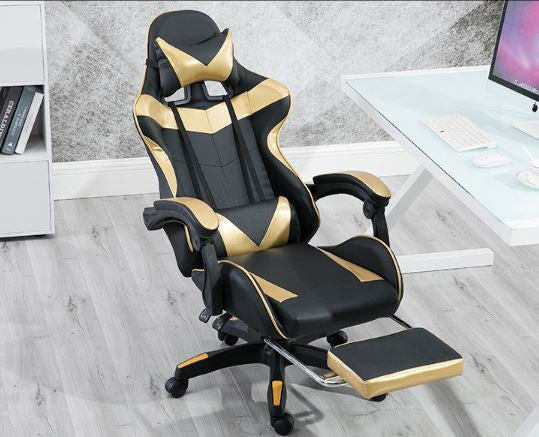 RACING PRO X Gamer szék lábtartóval, arany-fekete Ingyenes szállításal-Sokat vagy fent a neten? Vége az elgémberedett ízületeknek.