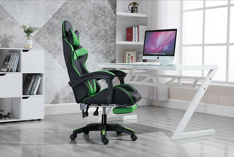 RACING PRO X Gamer szék lábtartóval, Zöld-fekete