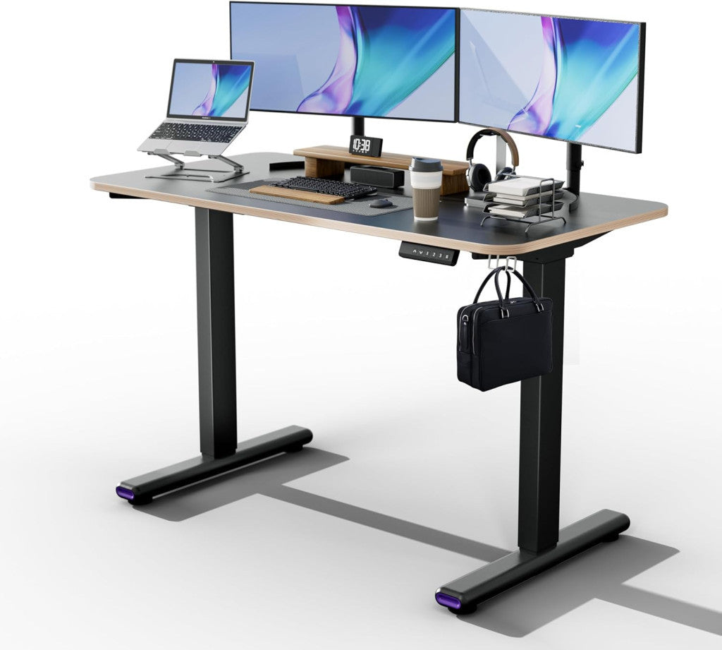 NearHub OD30E-B-140 elektromos állítható magasságú íróasztal – fekete, 140 × 60 cm
