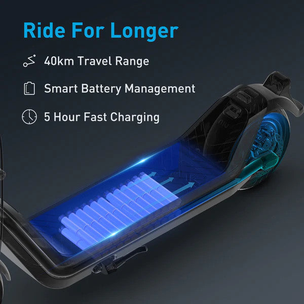 NIU KQi3 Sport elektromos roller – 40 km hatótávval, 25 km/h sebességgel - fehér fekete