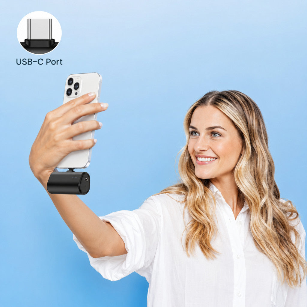 Mini USB-C Powerbank 5000 mAh LCD kijelzővel