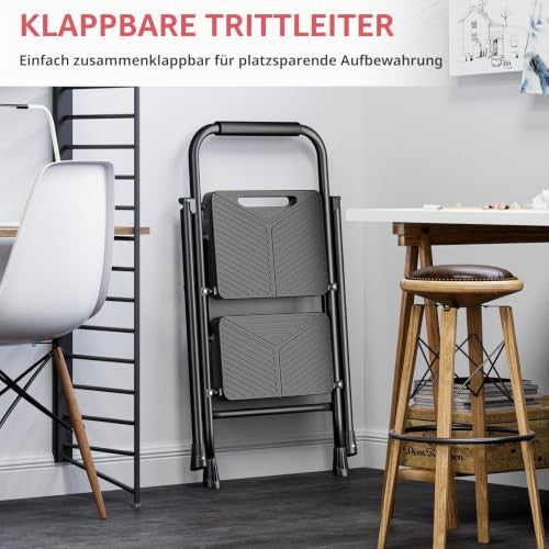KINGRACK 2 fokos összecsukható létra, fekete, biztonsági retesszel