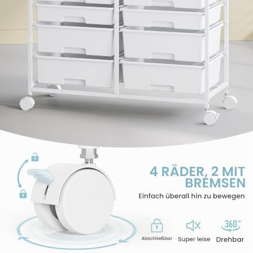 KINGRACK gurulós tárolókocsi 12 fiókkal, fehér