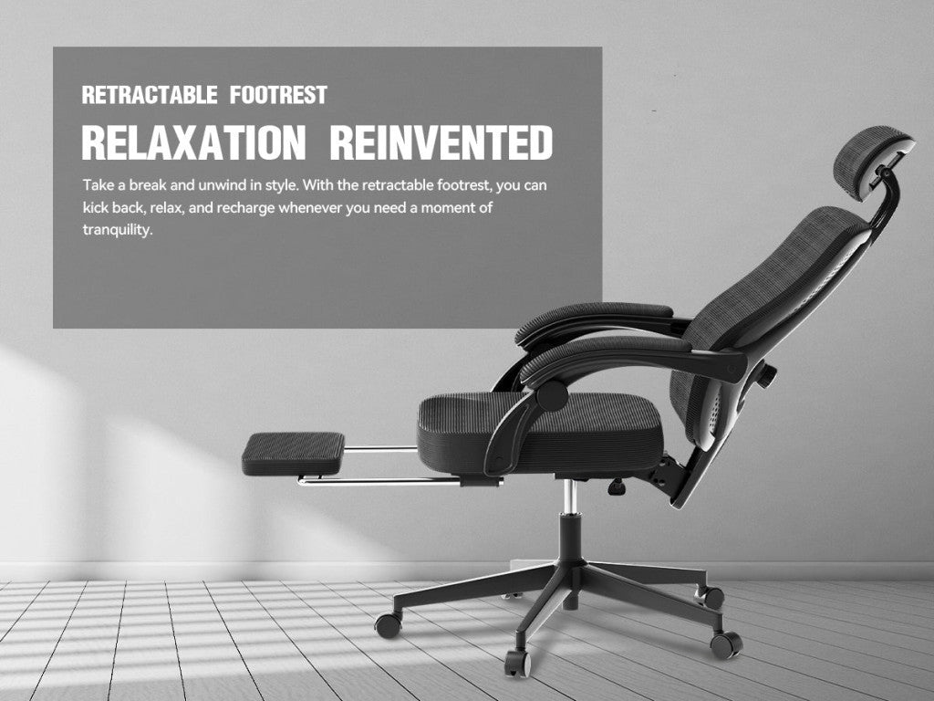 ‎Dowinx Ergonomikus irodai vezetői szék fejtámlával, deréktámasszal és kihúzható lábtartóval