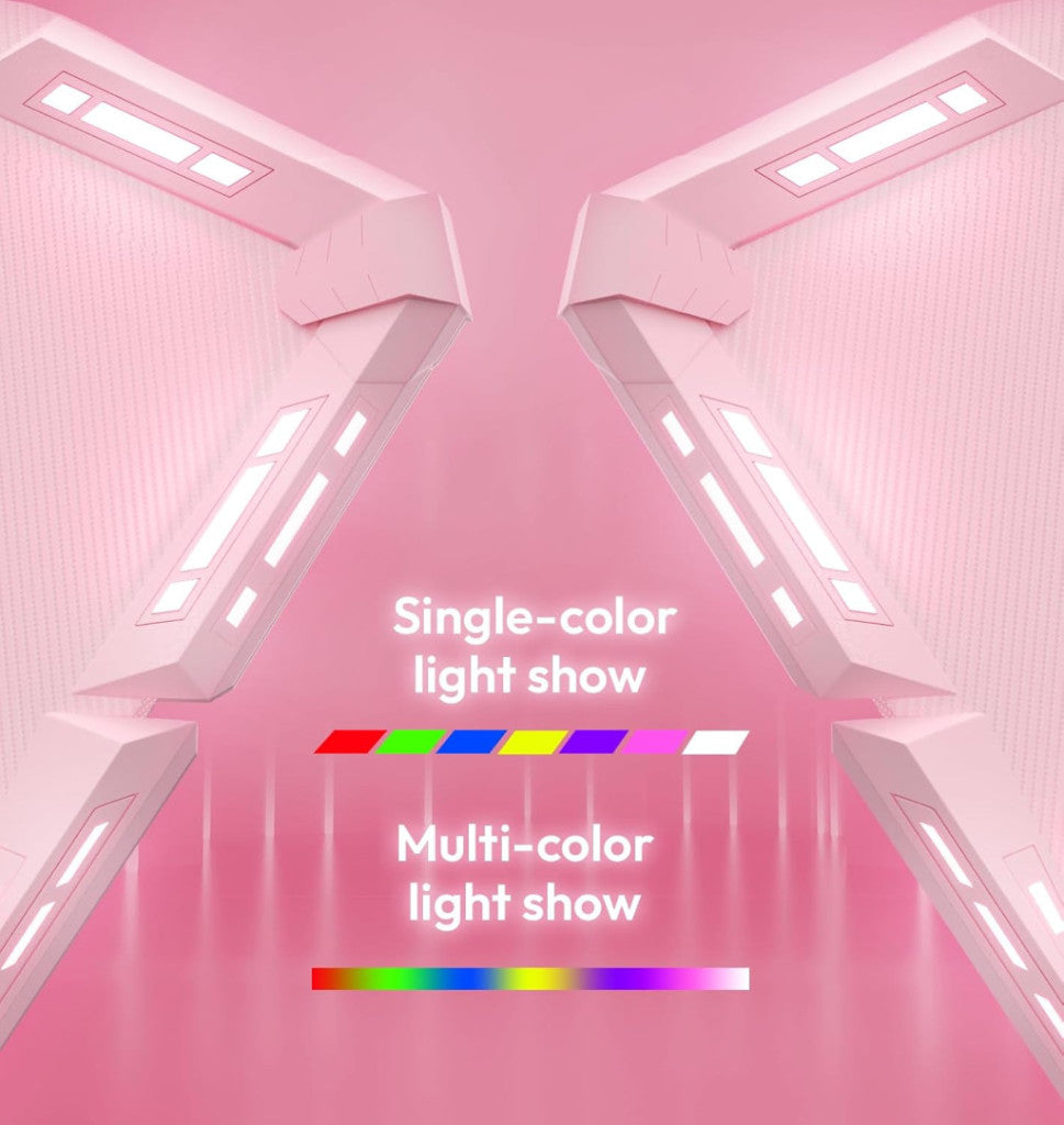 Dowinx RGB Gamer számítógépasztal, 120x60 cm, pink- Pohártartó, fejhallgató tartó, távirányító