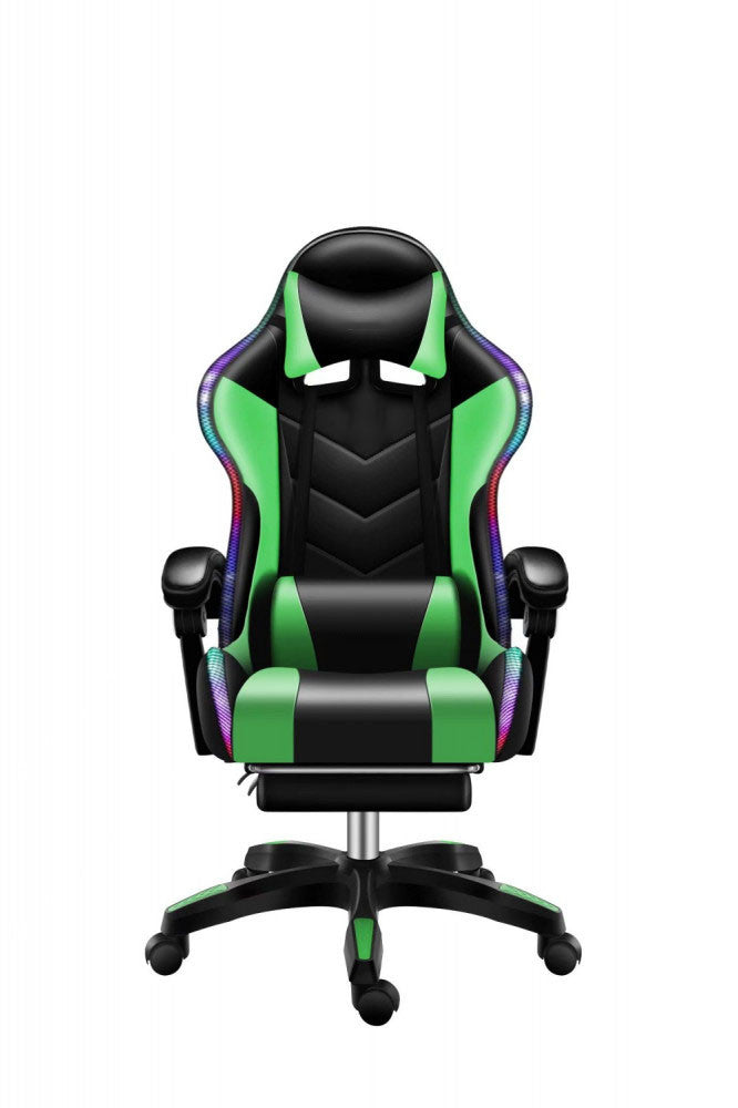 Likeregal 920 LED gamer szék lábtartóval zöld masszázs funkcióval