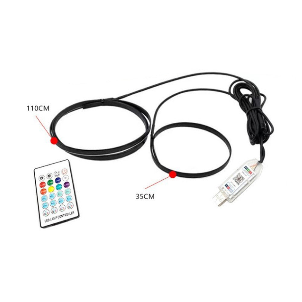 Okos autós LED világítás belső térbe -  110cm + 35 cm, applikáció+távirányító