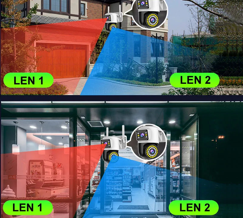 Harken WiFi-s Duplalencsés Biztonsági Kamera – 2x2MP PTZ IP66