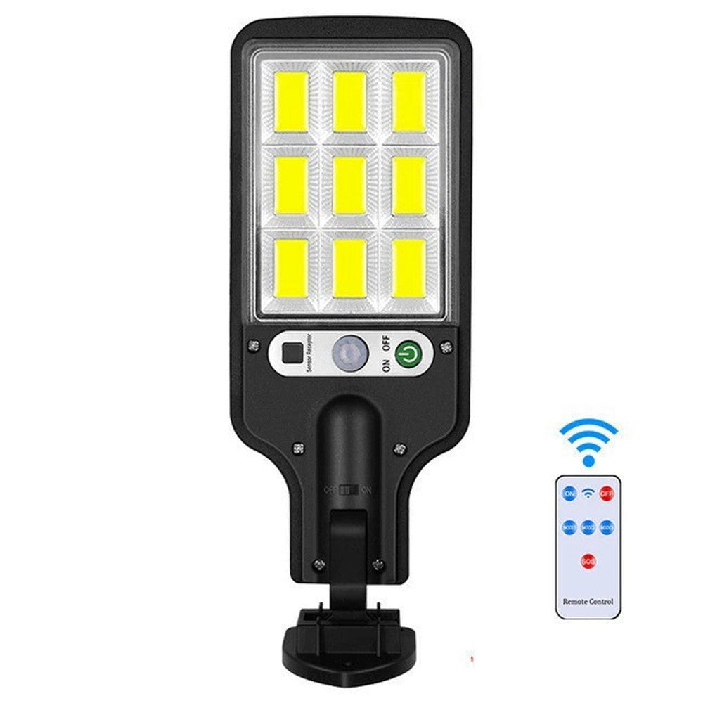 Napelemes mozgásérzékelős COB LED fali lámpa távirányítóval