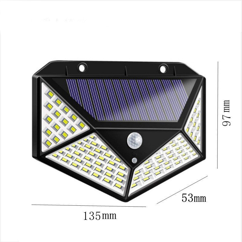 Napelemes négyoldalas fali mozgásérzékelős lámpa – 100 LED