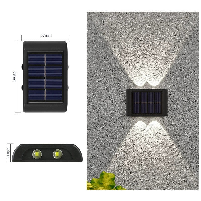 Napelemes kültéri fali lámpa – 4 LED fel-le világítással