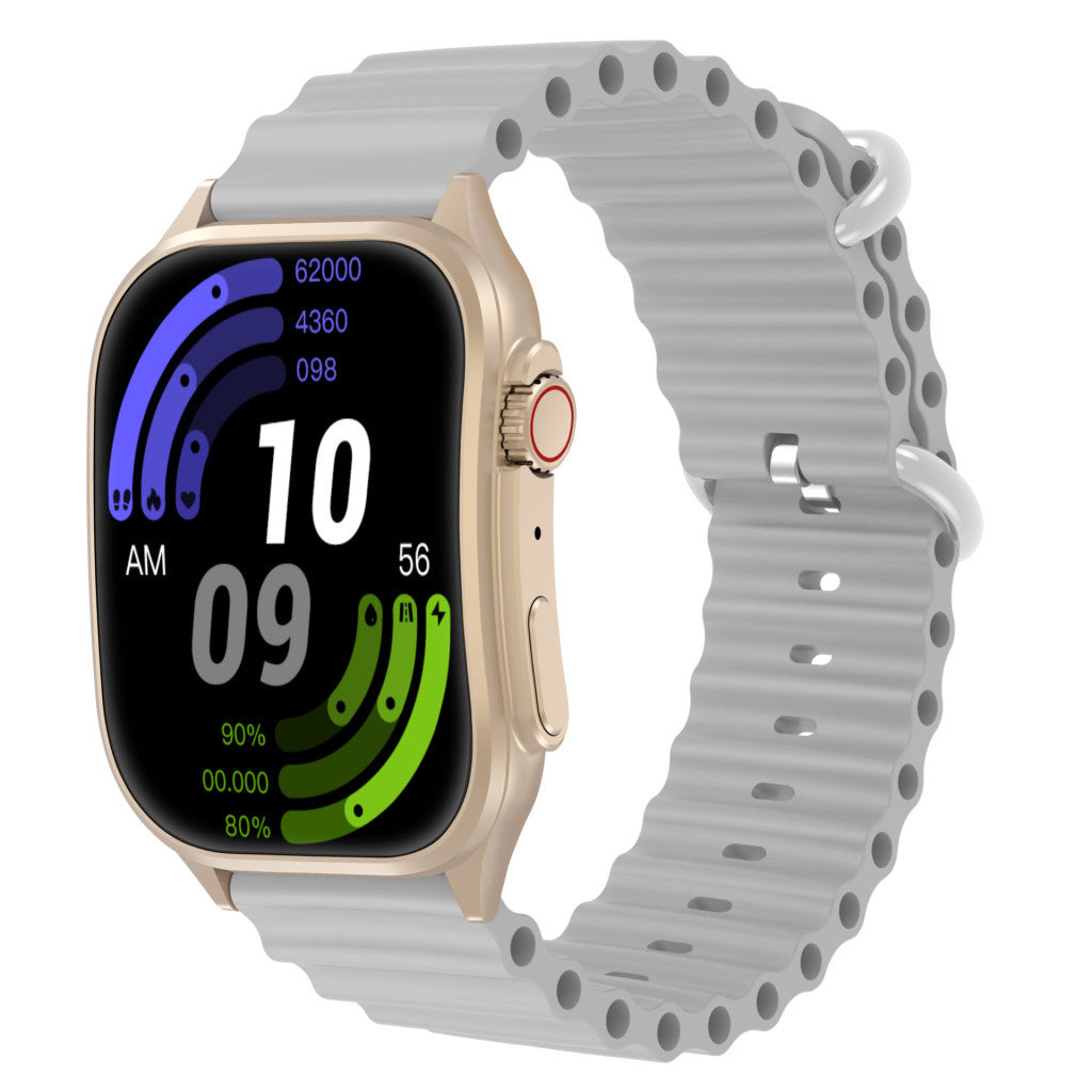Laxasfit H7 Okosóra Bluetooth-hívás funkcióval, pulzusmérővel, lépésszámlálóval, alvásfigyelővel, ívelt kijelzővel, szabadtéri sportokhoz, ezüst