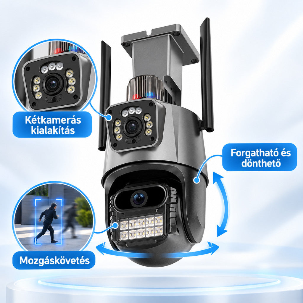 Titan 360° 8 MP 4K 4G SIM-kártyás kültéri PTZ biztonsági kamera – iCSee, IP66