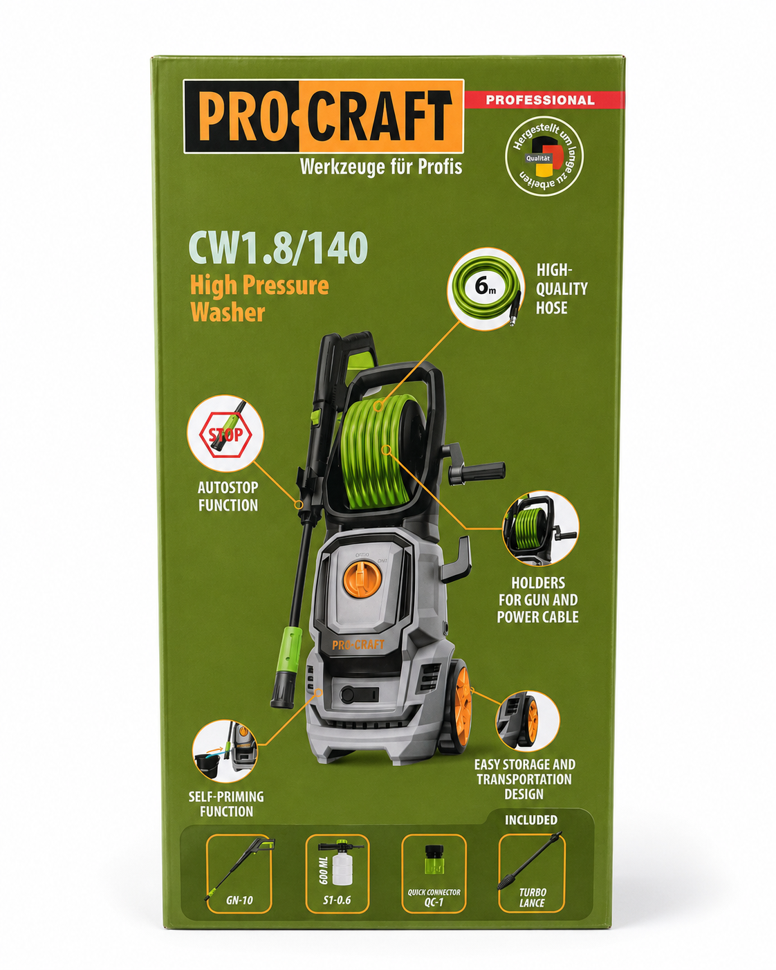 ProCraft Magasnyomású Mosó 1800 W 140 Bar CW1.8/140 PCW18