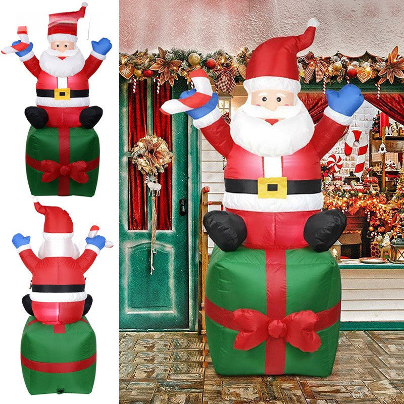 XL Prémium Felfújható kültéri figura Télapó ajándékkal 180 cm IP44, 6 fehér LED, Hálózati