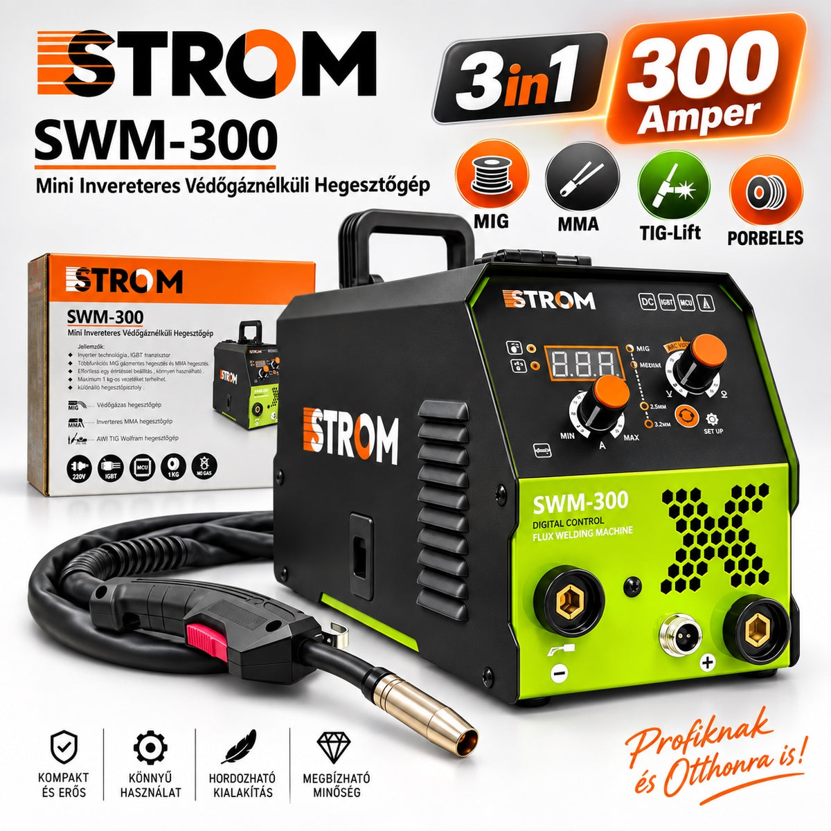 Stromo SWM-300 300A Kétfunkciós Inverteres CO₂ Hegesztőgép