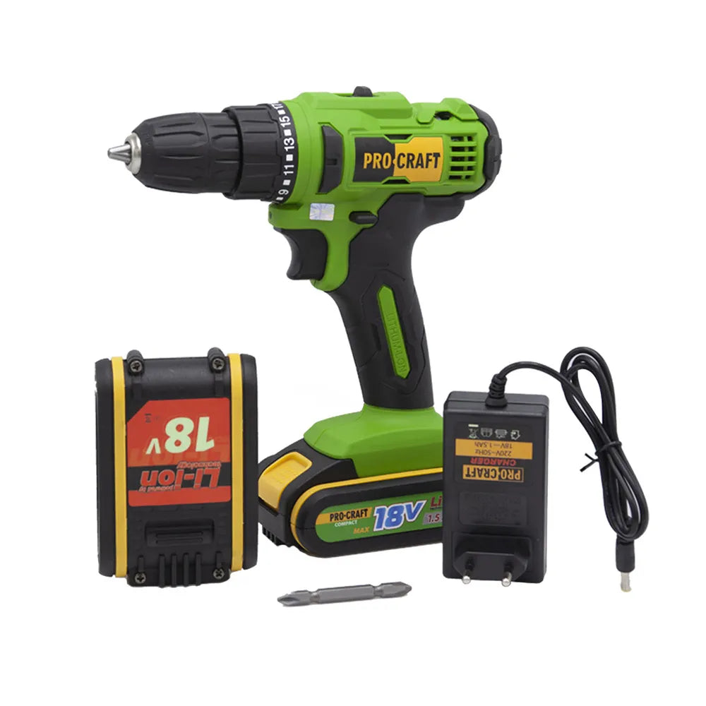 Procraft Akkumulátoros Fúrócsavarozó 18V 2 Akkumulátorral PA18C